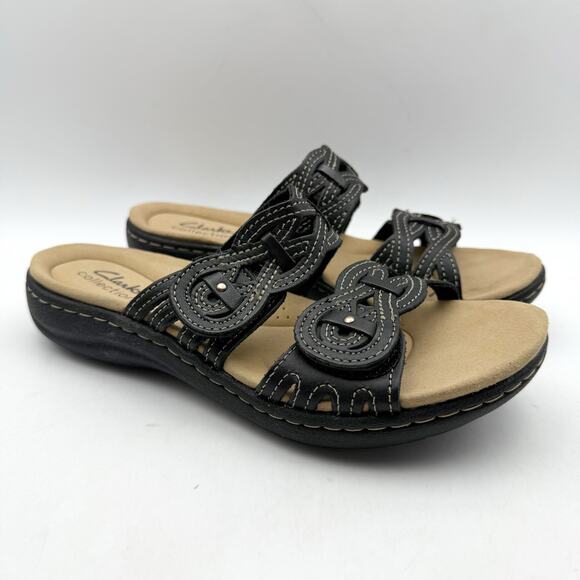 Clarks Womens Laurieann Dusk Sandals US 6 M EU 36 Black Slip On GUC - Picture 5 of 13